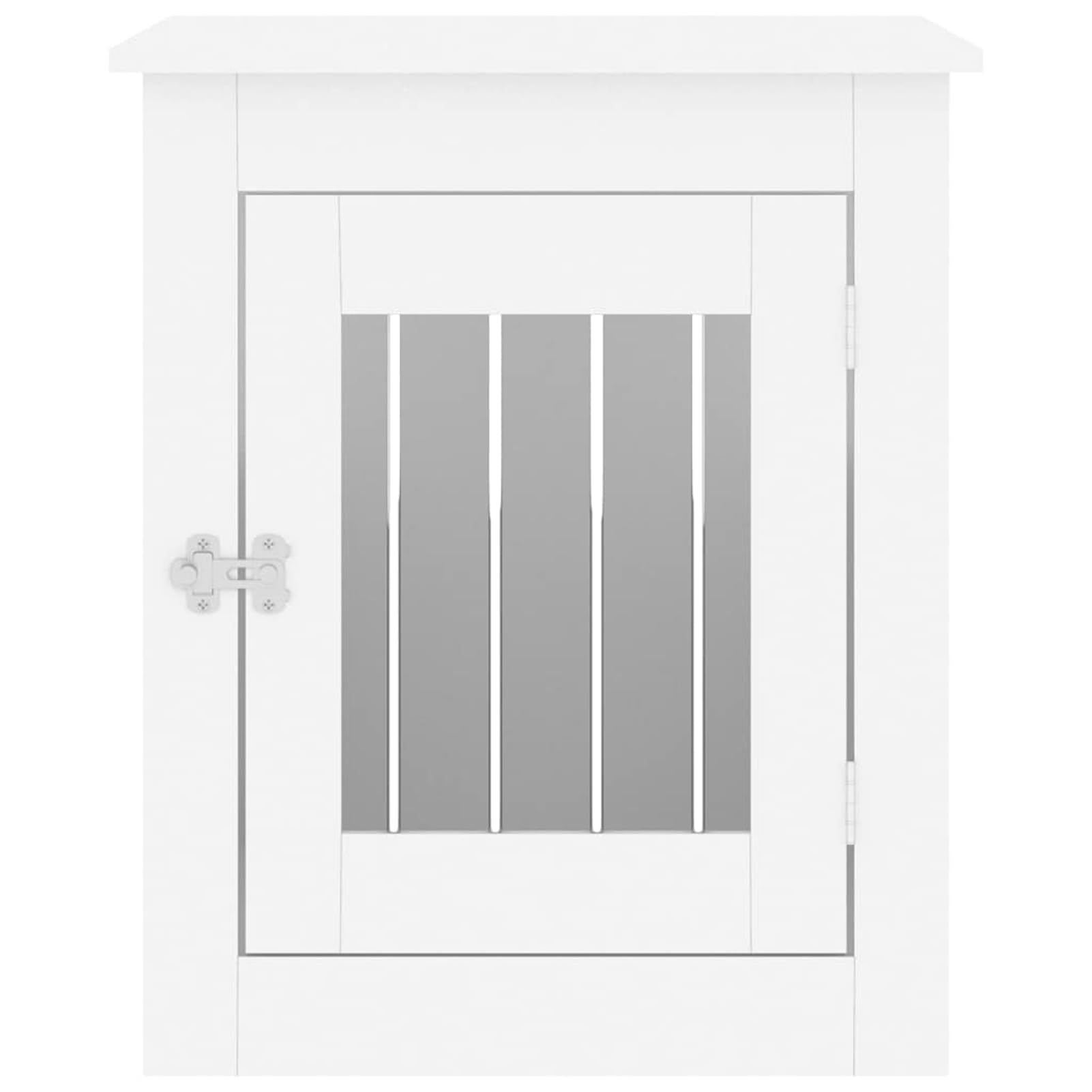 Hundebox Möbel Weiß 55x75x65cm Stahl Holz | 2-in-1 Beistelltisch, abschließbare Tür, robust