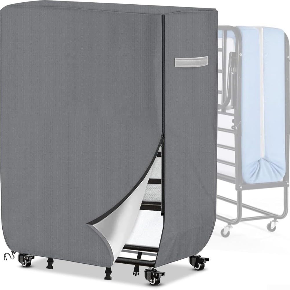 Storage Cover For Rollaway Twin Size Folding Beds 99x38x114cm With Zipper And Drawstring Closure Oxford Fabric(210D Grey)