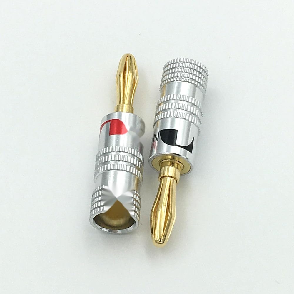 Lot de 100 fiches bananes en or 24 carats pour haut-parleur vidéo - Couleur noire et rouge