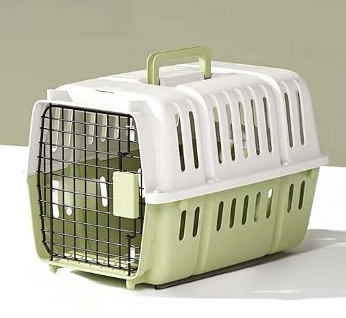 牧小苫\msmr ペットキャリー クレート 猫 小型犬 小動物用 グリーン Sサイズ ハードキャリー 通気性良好 取っ手付き キャスター付き 幅31×奥行46×高さ31cm HKX07