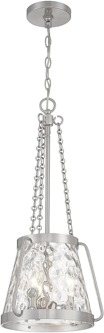Savoy House 7-1803-3-SN Crawford Vintage Traditional Coastal Clear Water Glass Pendant, 3-Light 180 Total Watts, 26" H x 12" W, Satin Nickel