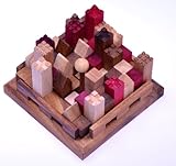 geduldspiel holz kugel Schöner Holzrahmen aus Samena-Holz mit unterschiedlich geformten, teils farbigen Bausteinen