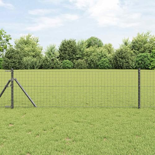 Zaunpfosten 12er Set, Grau, 50 cm, Pulverbeschichteter Stahl, Metall, Rostbeständig, für Garten, Terrasse, Außenbereich