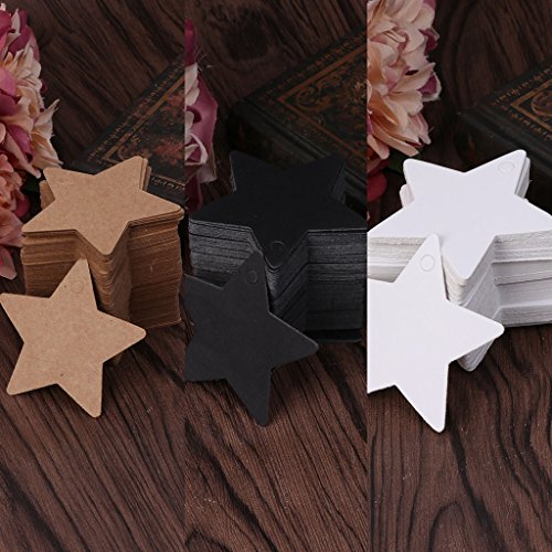 Misright 100Pcs Star Shape Blank Kraft Paper Card Hang Tag Label Christmas Wedding Crafts (White) #TOP4