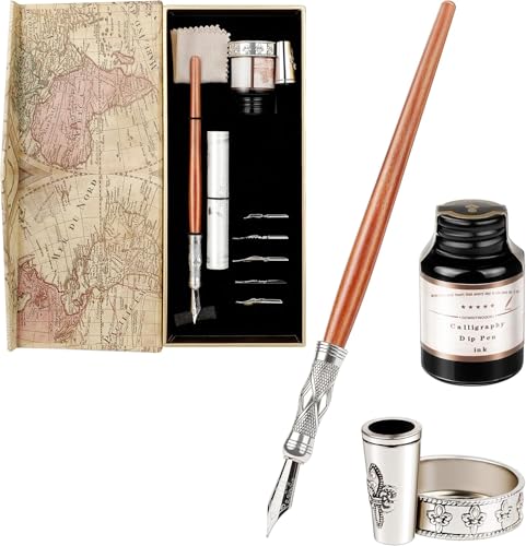 GC QUILL Set Calligrafia con Penna, 5 Punte, Calamaio con