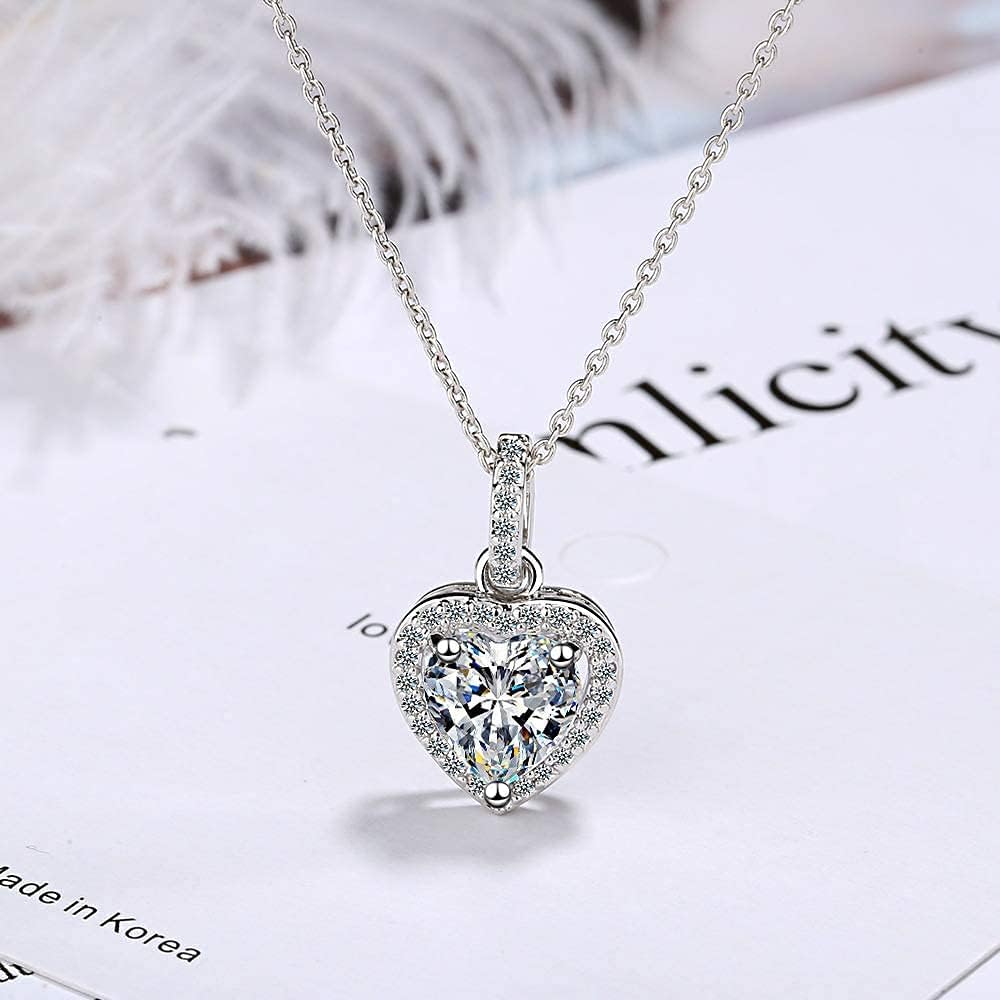 Uloveido Fashion Heart Shape Jewelry Cubic Zirconia Crystal Pendant Necklace for Women Girls Bridal Charms Birthday Wedding Gift Y1226 - Image 2
