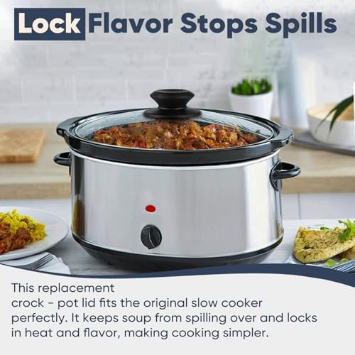 Oval 6 Quart Glass Lid Compatible with Hamilton Beach 33665G Slow Cooker, Clear Cooker Crock Pot Lid Replacement Part, 6qt Slow Crock Pot Lid Replacement - Thumbnail 3