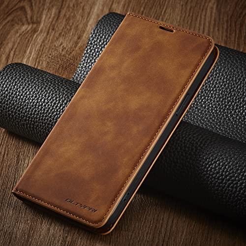 Etui pour iPhone 14 en cuir premium marron au design elegant - 6