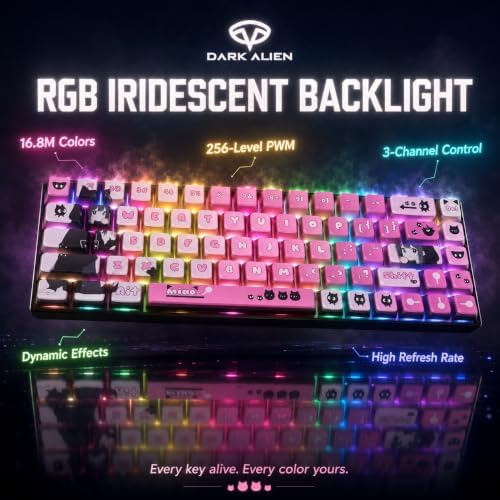 DARK ALIEN | Miao Coquette — Mechanical Gaming Keyboard, 68-Key Tri-Mode Wireless, Hot-Swap RGB, Gasket Mount, Bluetooth/2.4GHz/USB-C, 4000mAh Battery, a Brand by Twakle (Miao Coquette - Ombre Pink) - 1