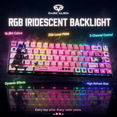 DARK ALIEN | Miao Coquette — Mechanical Gaming Keyboard, 68-Key Tri-Mode Wireless, Hot-Swap RGB, Gasket Mount, Bluetooth/2.4GHz/USB-C, 4000mAh Battery, a Brand by Twakle (Miao Coquette - Ombre Pink)