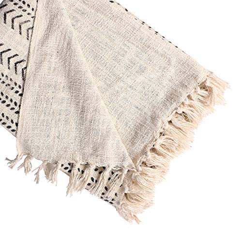 Mudcloth Throw, Ethnic Beach Blanket ,Boho Bedding ,Decorative Sofa Throw ,Couch Cover ,Woven Throws Blankets ,Indian 100% Cotton Throw ,Hand Block Print Off White Throw Blanket #TOP3