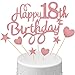 Set de Topper de Pastel de Happy 18th Birthday con Palillos Toppers de Tartas en Forma Estrella Corazón Decoración Brillante de Pastel para Pastel de Fiesta de Cumpleaños, Dorado Rosado