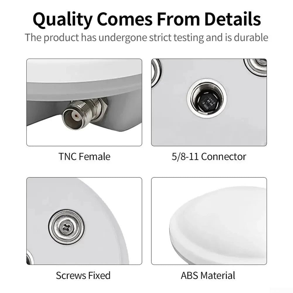 GNSS Antenne de mesure | AG-35H pleine fréquence pour GPS Glonass pour Galileo BDS | Antenne récepteur haute précision avec base magnétique, blanc (TNC-SMA)