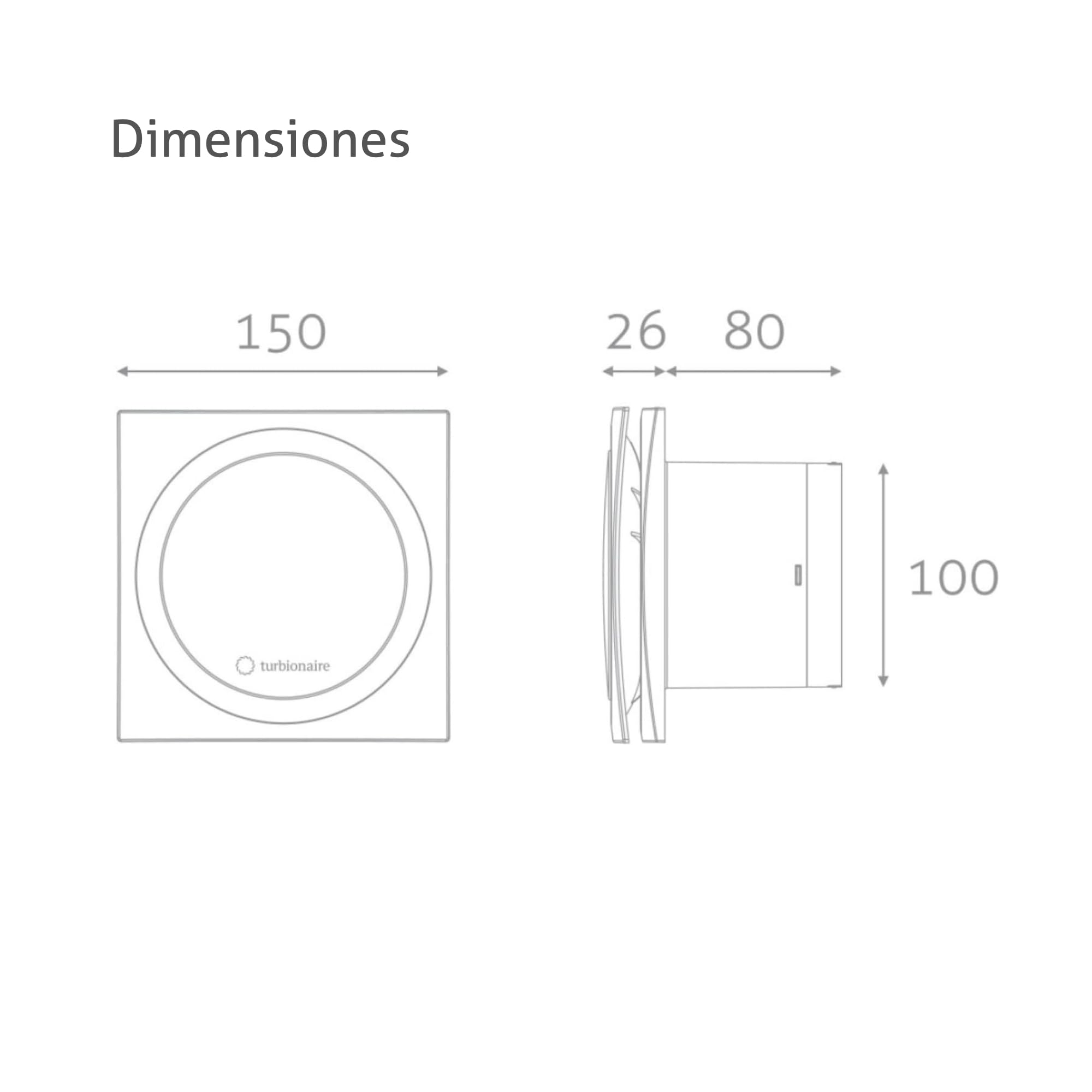 Turbionaire RING 100 SW Extractor de Baño 100 mm Doble aspiración perimetral y frontal, Blanco mate, Ventilación estándar, Para baño, Cocina, Válvula antirretorno, Protección IPX4, Silencioso