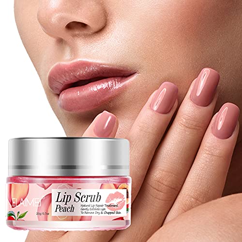 Blue Finger Lip Scrub, Lip Sleeping Mask, Lip Treatment,Peach Overnight Moisturizing Repairing Lips Mask, Sleeping Lip Balm, Peeling Lips, Lip Primer, Chapped Skin (Peach) #TOP1