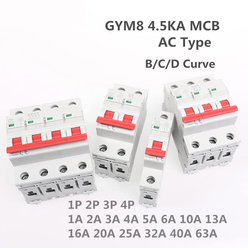 MCB 4 pôles GYM8 disjoncteur modulaire courbe C 6A pour rail Din - 5