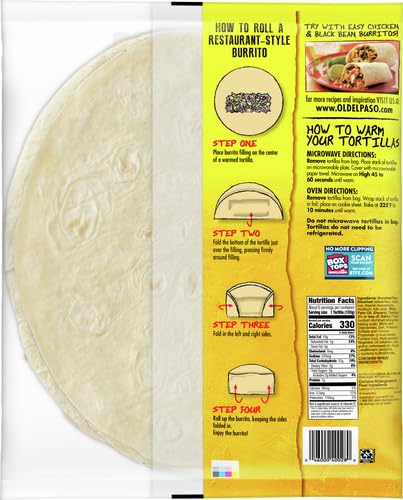 Image of Old El Paso Restaurant Style Grande Flour Tortillas, Meal Prep, 6 Ct, 21.5 oz (Pack of 2)