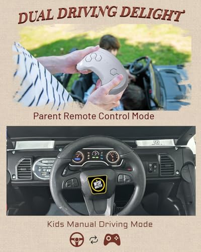 Image of Wishmaster Driving 4 Motor EV Cars for 1, 2, 3, 4, 5, 6 Years | Remote + Steering + Mobile App Control | Kids Jeeps (Medium Size F-Raptor [1-8 Year Kids], Yellow)