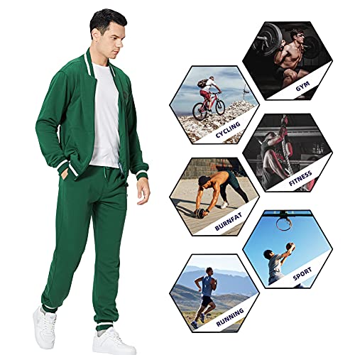 Aotorr Men's 2 Piece Tracksuits Activewear Jogging Full Zip Warm Sweat Suits For Men Set Green M #TOP3