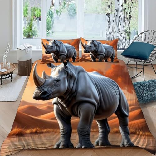 Housse de couette microfibre imprimé 3D animaux de la savane grand lit - 3
