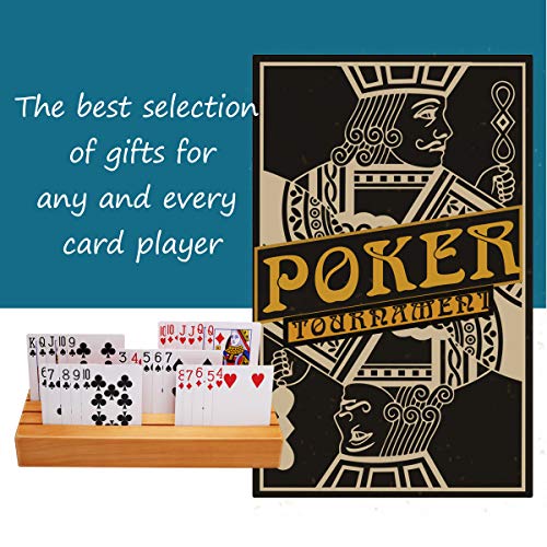 Exqline Wood Playing Card Holders Tray Racks Organizer Set Of 2 For Kids Seniors Adults - 9.84In 3.1Inch Latest Version Portable Enough For Bridge Canasta Uno Card Playing #TOP6
