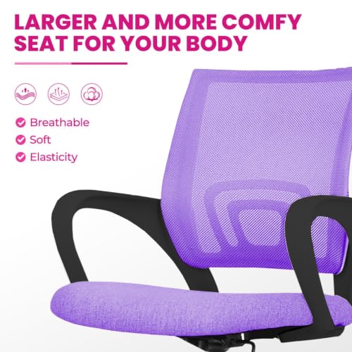 Image of Casa Copenhagen Mesh Mid Back Office /Study /Computer /Revolving /Desk Chair for Work from Home -Metal Base, Height Adjustable Seat- Purple & Black Handle