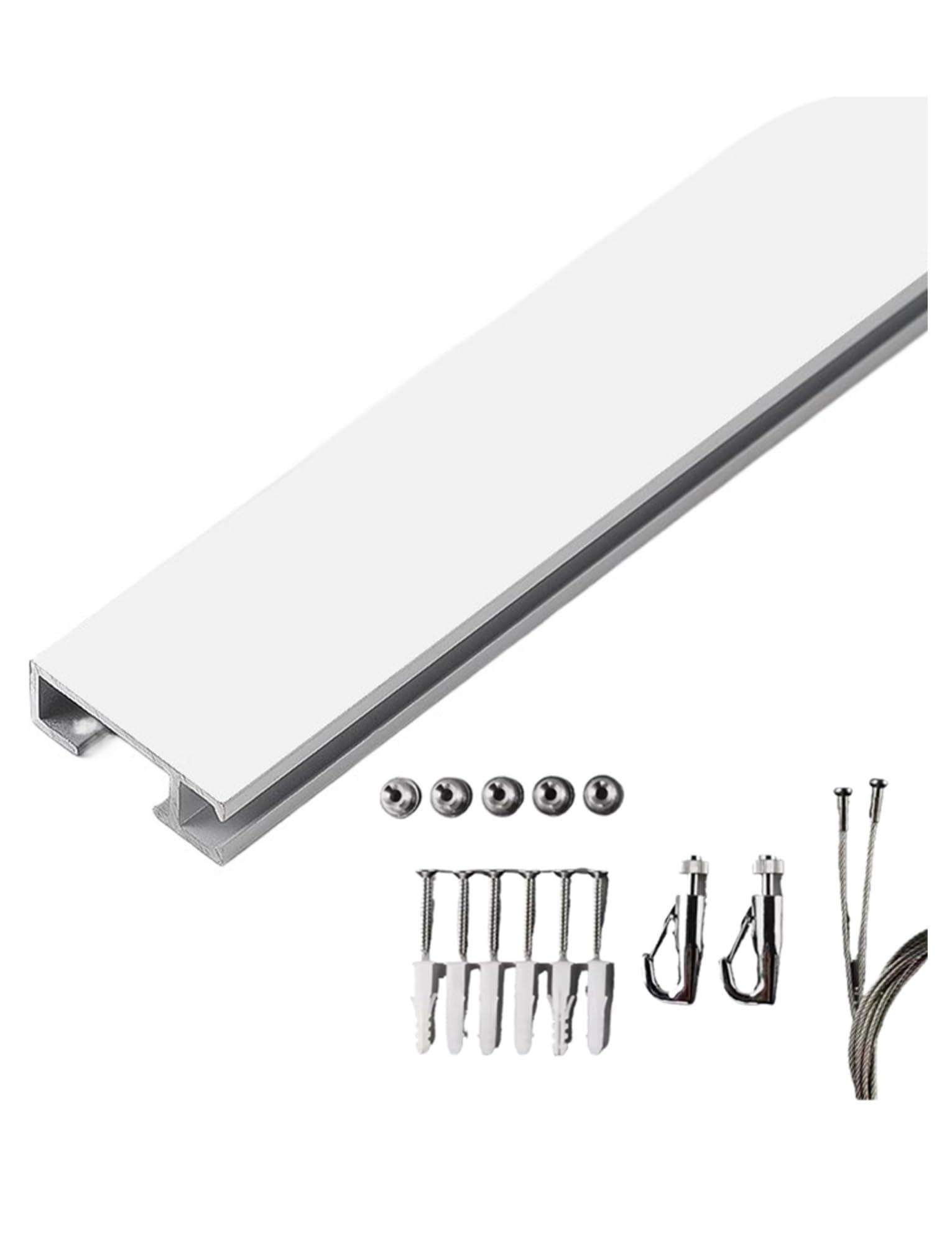 Genérico Riel for Colgar Cuadros con Cables de Acero de 100 cm, Ganchos y herrajes de instalación, Elegante Kit de exhibición de Arte for hogares, galerías y museos.(Milk,85cm/33.46in)