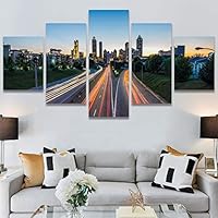 SIGNWIN 5 Panel Canvas Wall Art Light Exposure for Home Decorations Ready to Hang - 60