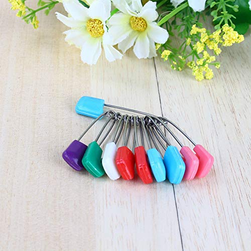 10 Pieces Diaper Pins Baby Safety Pins Plastic Cloth Diaper Pins with Locking Closures Stainless Steel Nappy Pins
