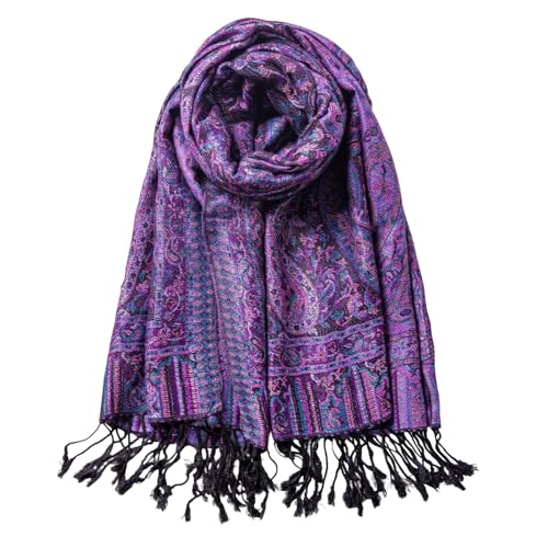 AUSEKALY Pashmina Feel Shawls Wraps for Women Rave Scarf Soft Silky Reversible Men Scarves