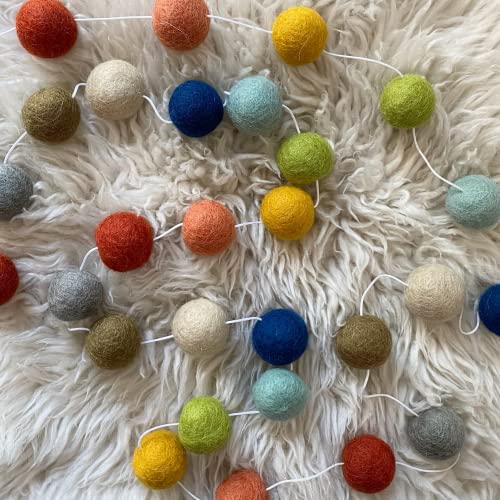 Farm To Table Adjustable Handmade Wool Felt Ball Garland By Sheep Farm Felt. Rustic Rainbow Garland #TOP2