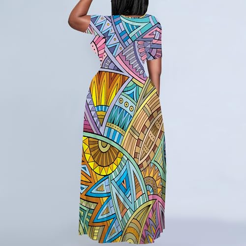 Image of PinkPatty Plus Size Maxi Dress for Women Summer Casual Short Sleeve Tshirt Dresses with Pockets (XL-6XL)