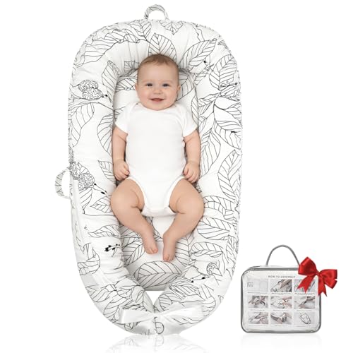 Image of Baby Lounger | Organic Cotton Infant Lounger | Reversible, Adjustable & Portable Floor Lounger | Soft, Breathable, Washable Cover