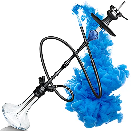 Cakety Shisha Große 105cm Hookah Set 4 Anschlüssen mit Mundstück (2-in-1), Aluwasserpfeife Set Komplett Schlauch Adapter…