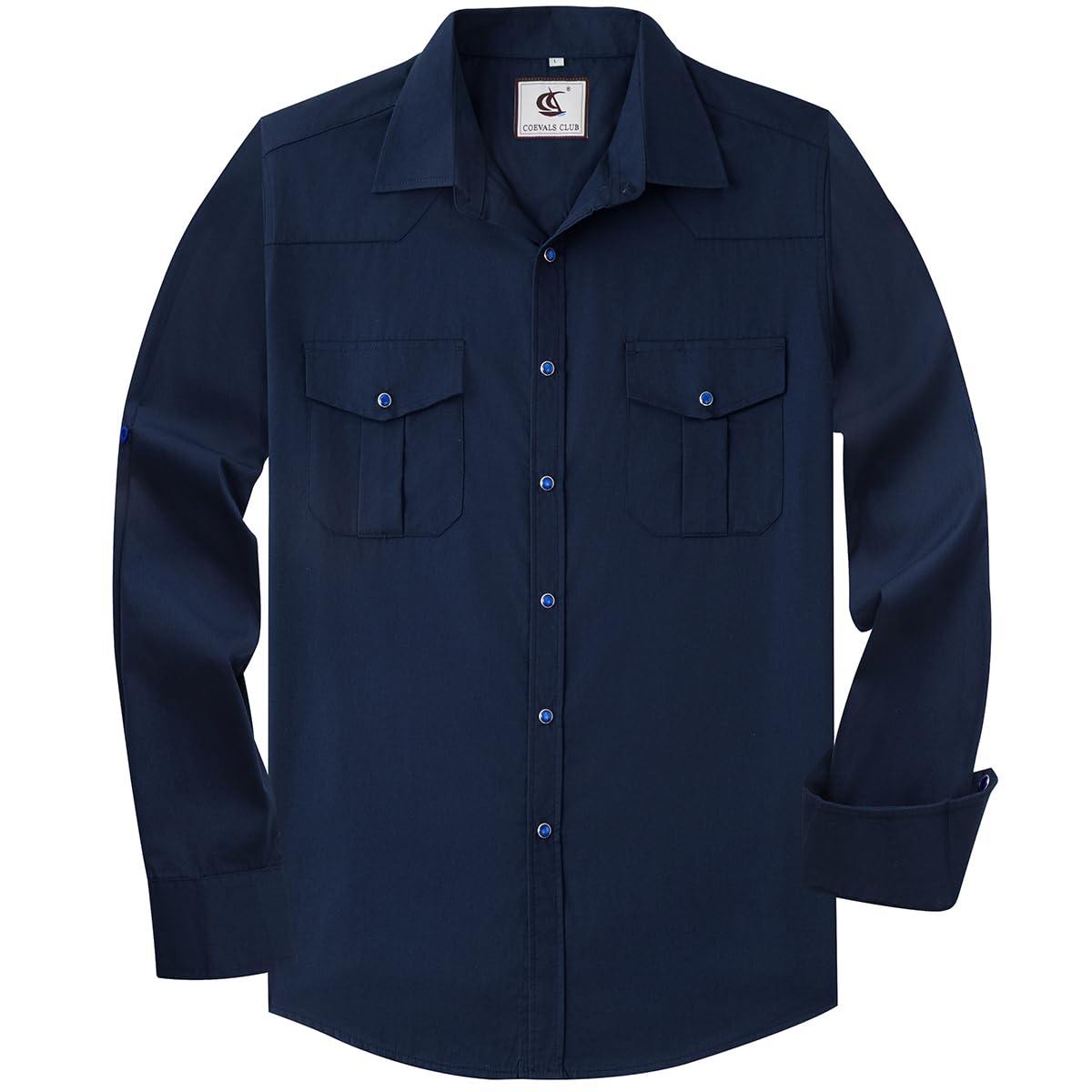 COEVALS CLUB Men's Western Long Sleeve Pearl Snap Cowboy Button Up