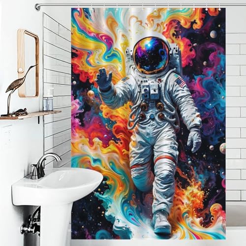 Rideau de douche en tissu haut de gamme imperméable Astronaut