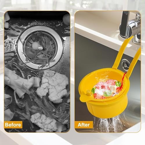 Kitchen Sink Strainer Basket, Faucet Hanging Strainer, Multi-Functional Food Colander,Press Automatic Dumping Kitchen Draining Basket, Corner Sink Trash Catcher for Food Waste - 3