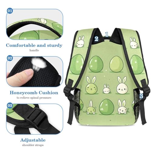 Cartable ensemble de 2 pièces vert avec sac à dos école et trousse lapin de Pâques