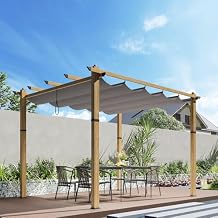 10 x 10 FT Pergola, Aluminum Frame with Adjustable Sun Shade Canopy, Metal Patio Shelter, Outdoor Rectangle Pergola Suitable for Patio, Gardens, Backyard, Deck Grey