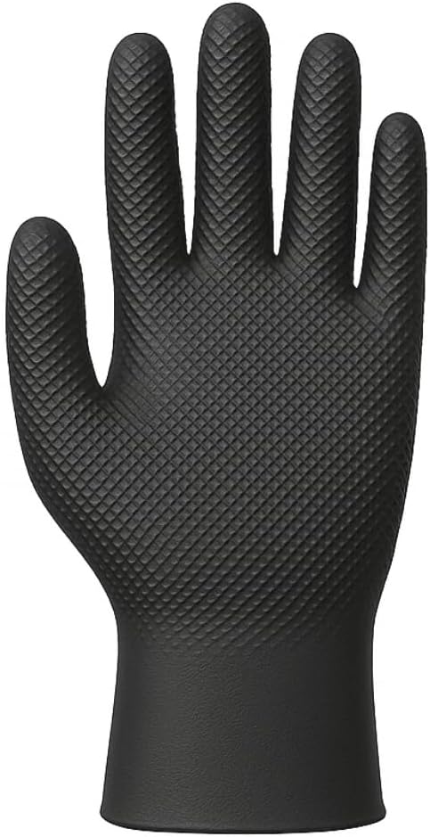 GUS Black 8 Mil Diamond Grip Nitrile Disposable Gloves