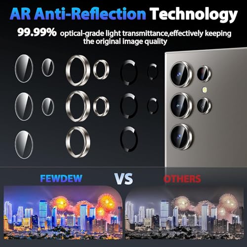 Image of Camera Lens Protector|for Galaxy S24 Ultra |Individual Lens Screen Protective| Scratch-Resistant | 9H Tempered Glass with Aluminum Alloy Ring | 1 Set /Titanium Grey