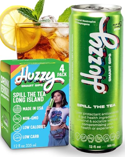 Huzzy Smart Sips Non Alcoholic Drinks - Long Island Inspired Canned Beverage - Alcohol Free...
