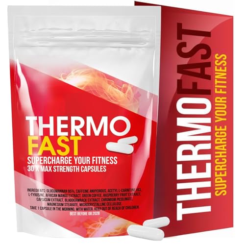 Thermo Fast Capsules for Metabolism & Weight Management Support | 30 Vegan Capsules | Supercharged Energy Boost, Natural Strong Fat Burner, Caffeine Powered | UK Made | Plant-Based Supplement