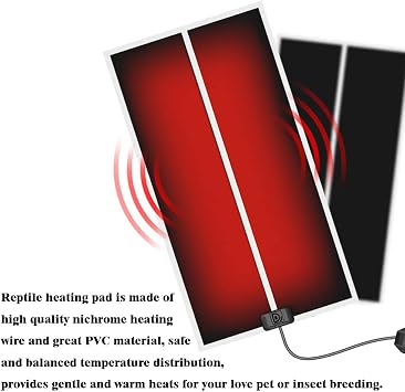 5W Reptile Heating Mat 5.9 Inch *5.5 Inch 110v -- Reptile Heat Pad with Temperature Adjustment, Terrarium Heat Mats, Safety Reptile Heat Mat for Turtle, Tortoise, Snakes, Lizard, Gecko Hermit Crab
