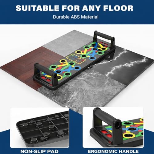 Image of Mayor 15 in 1 Push Up Board for Men & Women, Portable Foldable Push Up Bar with Non-Slip Handles for Chest, Shoulder & Home Gym Strength Training Workout (Multicolor)