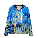 [ZKCASA] フルジップパーカー 七夕の祈り パーカー メンズ 長袖 ジップアップコート おしゃれ スウェット カジュアル 春秋服 ポケット付き 大きいサイズ M