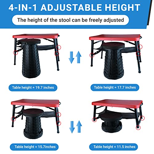 Image of Portable Folding Table and Stool Set, Lightweight Foldable Table & Collapsible Stool for Camping Picnic Beach Fishing, Sturdy Small Outdoor Set with Mesh Layer Storage