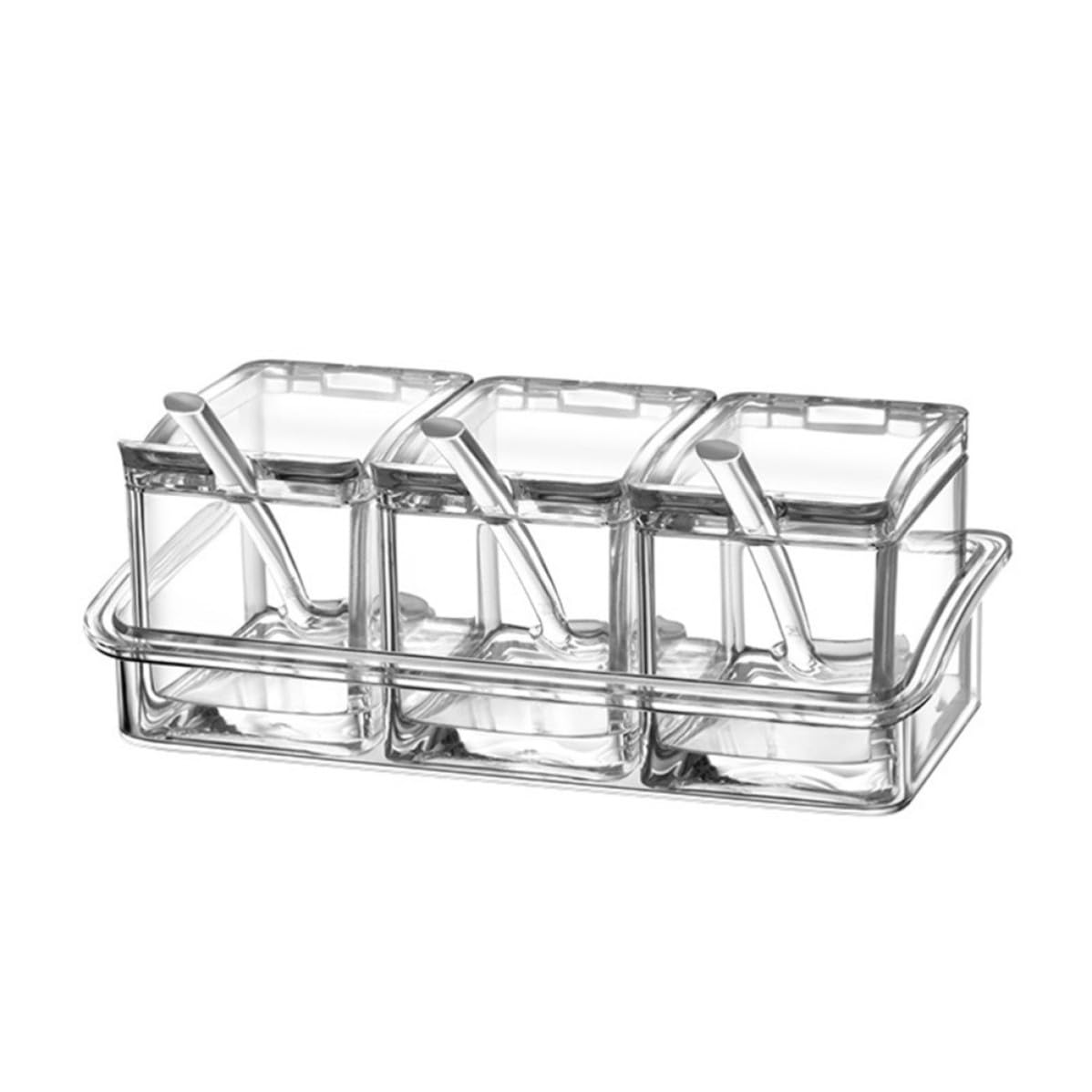 Cajas de condimentos transparentes de acrílico reutilizables de cocina