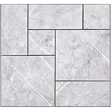 KASARO Marble Tile Like Peel and Stick Backsplash DIY Decorative Wall Panels for Living Room and Bathroom, 12x12 Inches, Grey