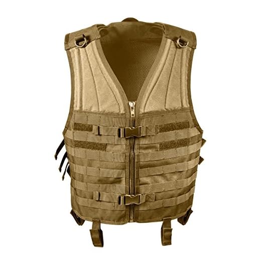 Coyote Tan MOLLE Modular Military Tactical Assault Vest, One Size Fits Most
